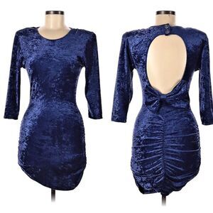 Vintage 1990s All That Jazz Mini Dress Keyhole Velvet Bow Ruching Size M